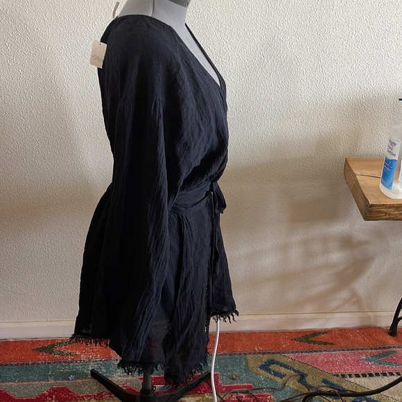 NWT Two piece Free People Black Deconstructed XL both wrap around tie close $180 - Picture 6 of 7